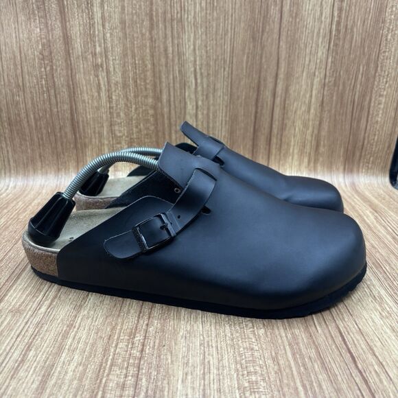 Birkenstock Boston Unisex Black Leather Clogs Mules Sandals Sz EU45, L14 M12 290 - Picture 1 of 11